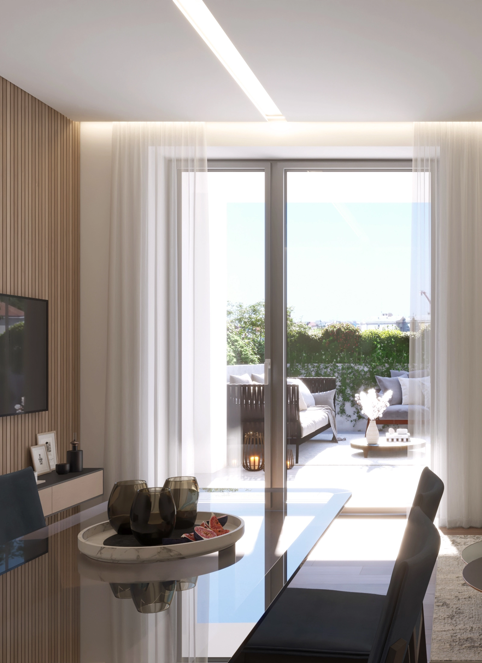 Rendering di un bilocale Scala Vista