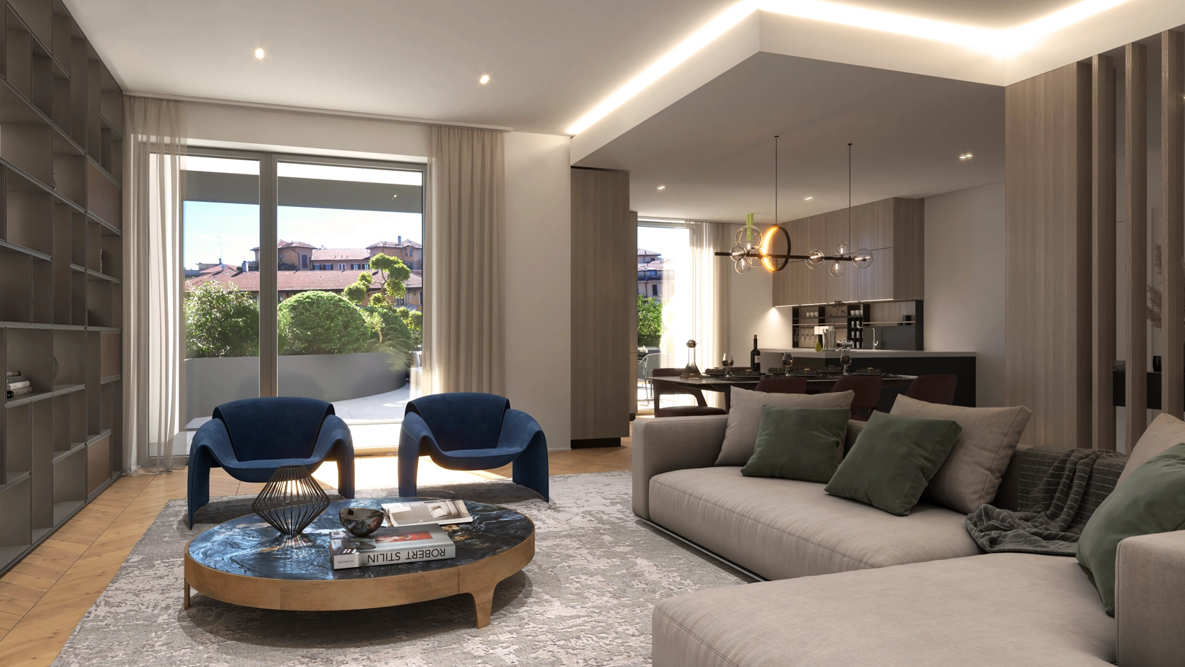 Rendering di un ambiente interno di Scala Vista