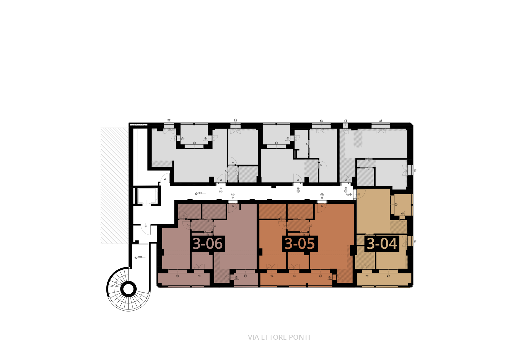 Planimetria del terzo piano Scala Vista con numerazione degli appartamenti