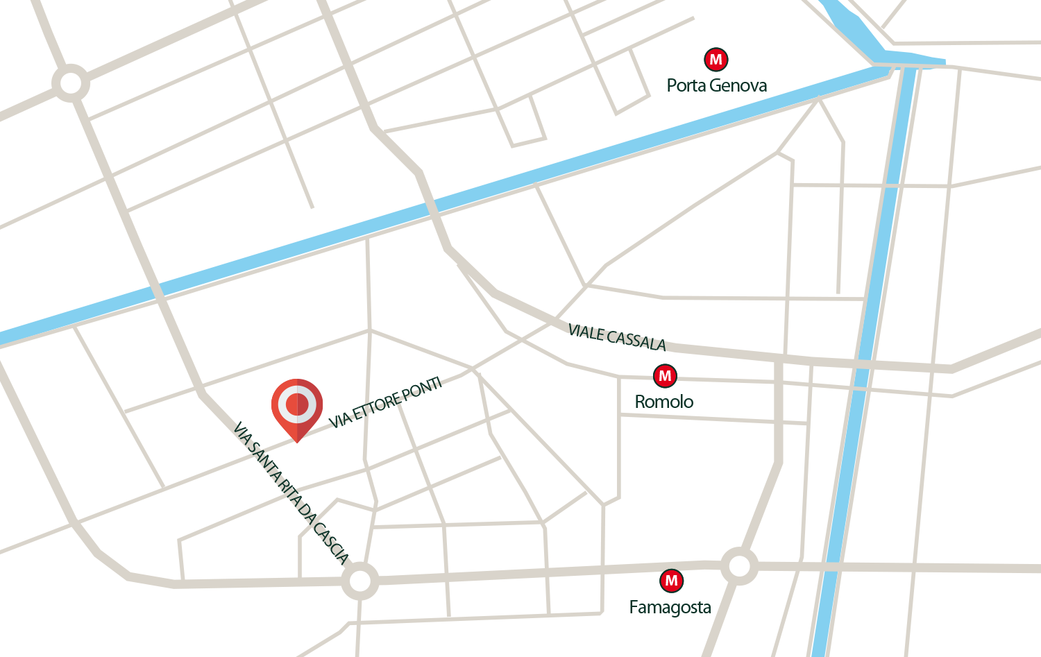 Mappa stilizzata della zona di Scala Vista, via Ettore Ponti 55 a Milano